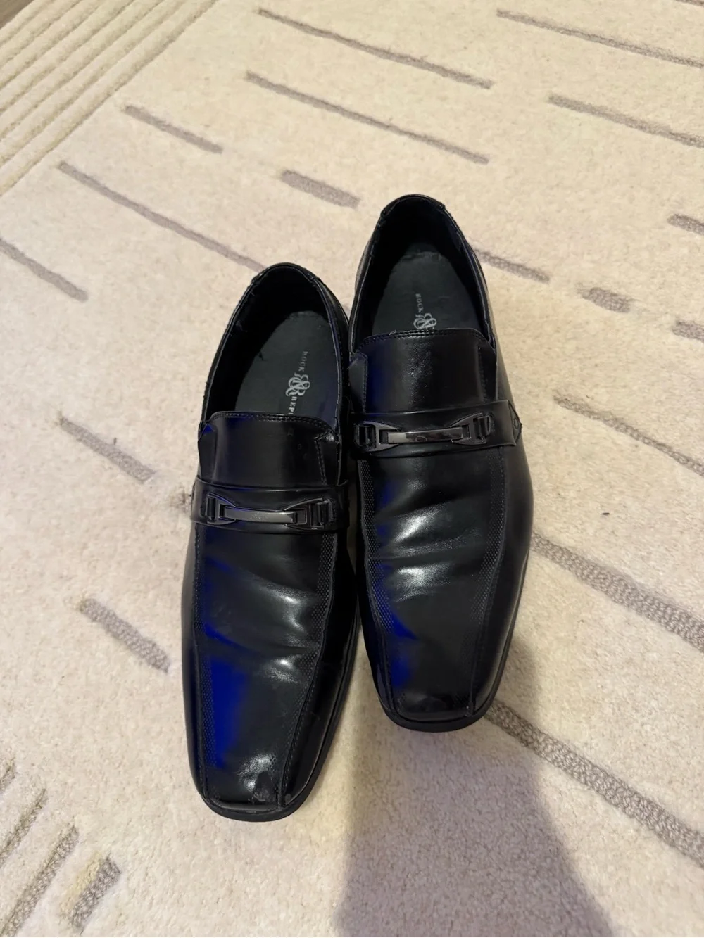 Black Leather Slip-On Dress Shoes - Men size 10